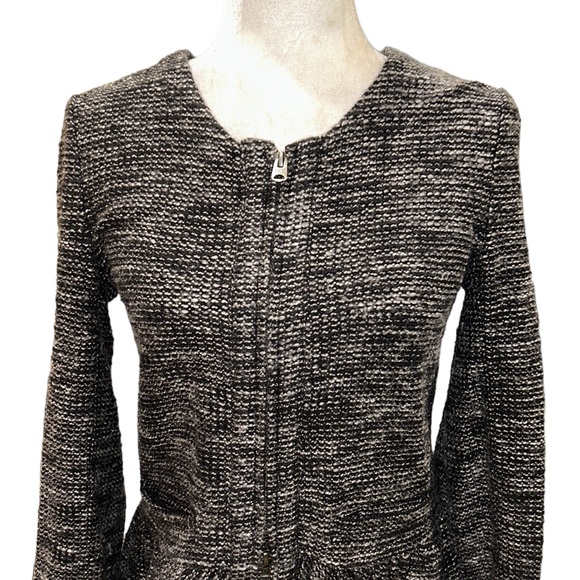 J. Crew Boucle Tweed Peplum Black Gray White Cropped Blazer - S - Picture 6 of 14